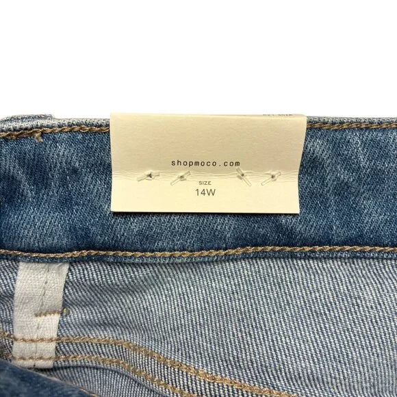 New With Tags MoCo14W Women's High Rise Wide Leg Jeans Raw Hem Tummy Control - Picture 12 of 14